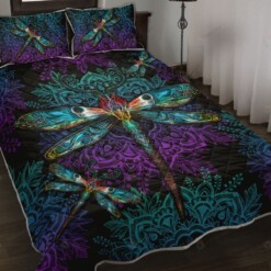 Dragonfly Yin Yang Mandala Quilt Bedding Set