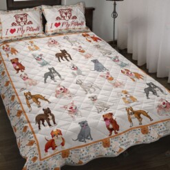 Pitbull Love My Dogs Quilt Bedding Set