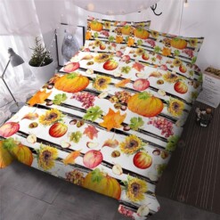 Vegetable Fruit Bright Orange Colors Duvet Cover Bedding Set