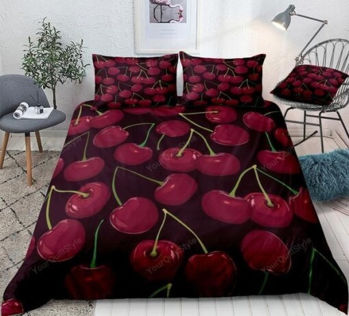 Cherry Cotton Bed Sheets Spread Comforter Duvet Cover Bedding Sets