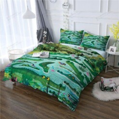 Crocodile Cotton Bed Sheets Spread Comforter Duvet Cover Bedding Sets