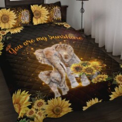 Elephant Sunflower You Are My Sunshine Quilt Bedding Set Bed Sheets Spread Comforter Duvet Cover Bedding Sets