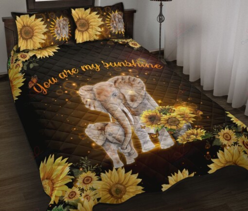 Elephant Sunflower You Are My Sunshine Quilt Bedding Set Bed Sheets Spread Comforter Duvet Cover Bedding Sets