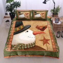 Snowman Cotton Bed Sheets Spread Comforter Duvet Cover Bedding Sets