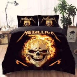 Snm - Metallica Fire Skull Bedding Set Cover