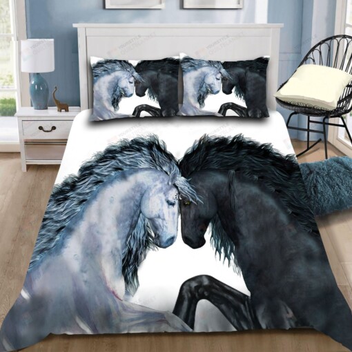 Black Horse And White Horse Bedding Set Cotton Bed Sheets Spread Comforter Duvet Cover Bedding Sets