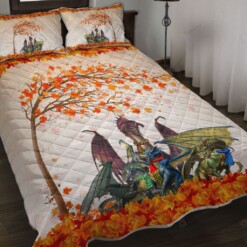 Dragon In Fall Quilt Bedding Set