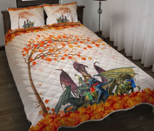 Dragon In Fall Quilt Bedding Set