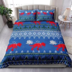 Dinosaur Christmas Pattern Bedding Set Bed Sheets Spread Comforter Duvet Cover Bedding Sets