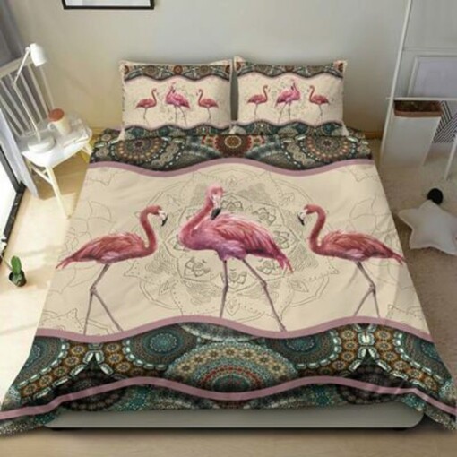 Flamingo Mandala Pattern Bedding Set Cotton Bed Sheets Spread Comforter Duvet Cover Bedding Sets