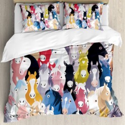 Multicolor Horses Pattern Bedding Set Bed Sheet Spread Comforter Duvet Cover Bedding Sets