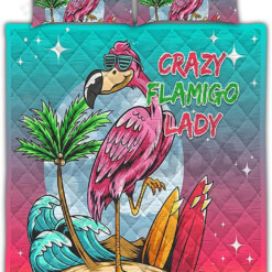 Flamingo Crazy Flamingo Lady Quilt Bedding Set  Bed Sheets Spread Comforter Duvet Cover Bedding Sets