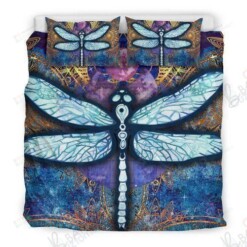 Colorful Dragonfly Moon Bed Sheets Spread Duvet Cover Bedding Set