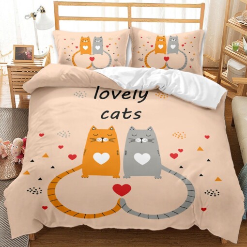 Cartoon Cat Lovely Cats Bedding Set Bed Sheets Spread Comforter Duvet Cover Bedding Sets