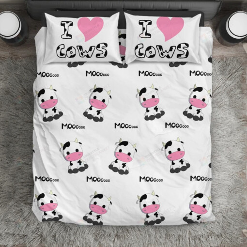 I Love Cows Moooo Bedding Set Bed Sheet Spread Comforter Duvet Cover Bedding Sets