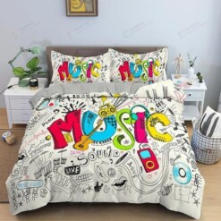 3d Music Notes/Doodles Bed Sheets Duvet Cover Bedding Set