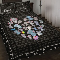 Elephant Heart Cartoon Quilt Bedding Set