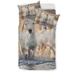 White Horses Running Bedding Set Bed Sheets Spread Comforter Duvet Cover Bedding Sets