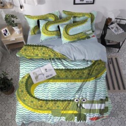 Crocodile Cotton Bed Sheets Spread Comforter Duvet Cover Bedding Sets