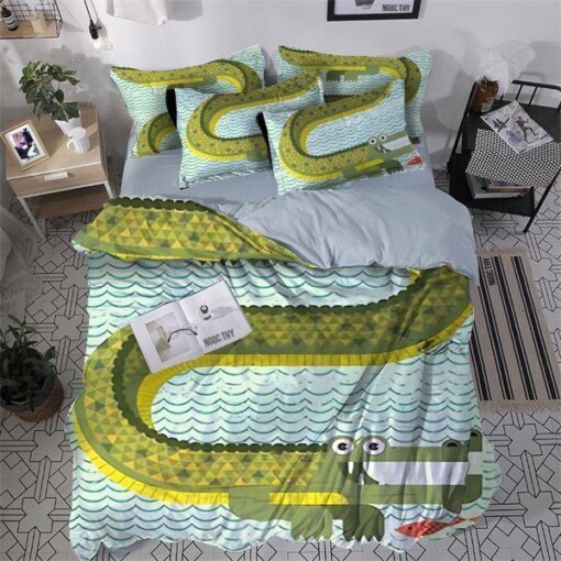 Crocodile Cotton Bed Sheets Spread Comforter Duvet Cover Bedding Sets