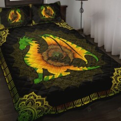 Sunflower Dragon Quilt Bedding Set