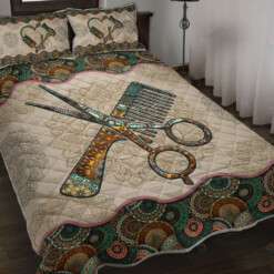 Hair Stylist Vintage Mandala  Quilt Bedding Set