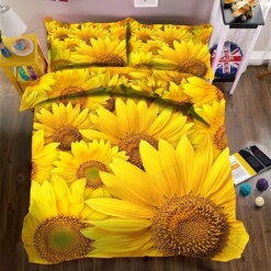 Sunflower Cotton Bed Sheets Spread Comforter Duvet Cover Bedding Sets