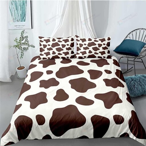 Brown Dairy Cow Surface Print Pattern Bedding Set Bed Sheets Spread Comforter Duvet Cover Bedding Sets