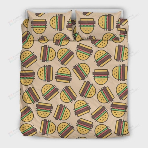 Hamburger Pattern Print Duvet Cover Bedding Set