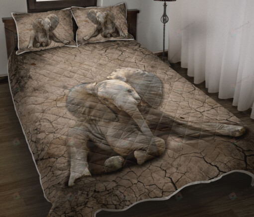 Elephant Dry Soil Cracking Quilt Bedding Set