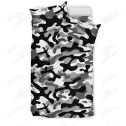 Black White Camo Camouflage Bedding Set (Duvet Cover & Pillow Cases)