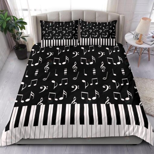 Music Notes And Piano Art Bedding Set Cotton Bed Sheets Spread Comforter Duvet Cover Bedding Sets