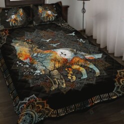 Vintage Mandala Wolf Quilt Bedding Set