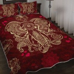 Elephant Mandala Flower Quilt Bedding Set