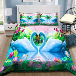 Swan Couple Bedding Set Bed Sheets Spread Comforter Duvet Cover Bedding Sets