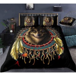 Wolf And Native American Pattern Bedding Set Cotton Bed Sheets Spread Comforter Duvet Cover Bedding Sets