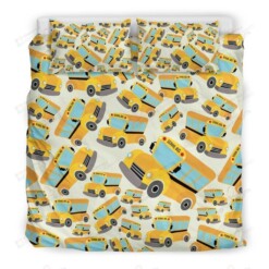 School Bus Pattern Bedding Set Bed Sheets Spread Comforter Duvet Cover Bedding Sets