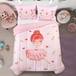 Ballerina Ballet Baby Girl Pink Dancing Bedding Custom Name Duvet Cover Bedding Set