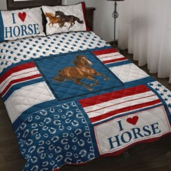 Horse Usa Style Pattern Quilt Bedding Set