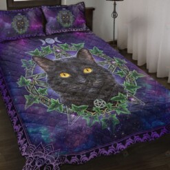 Wicca Cat Galaxy Quilt Bedding Set