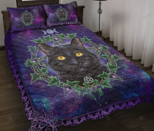 Wicca Cat Galaxy Quilt Bedding Set