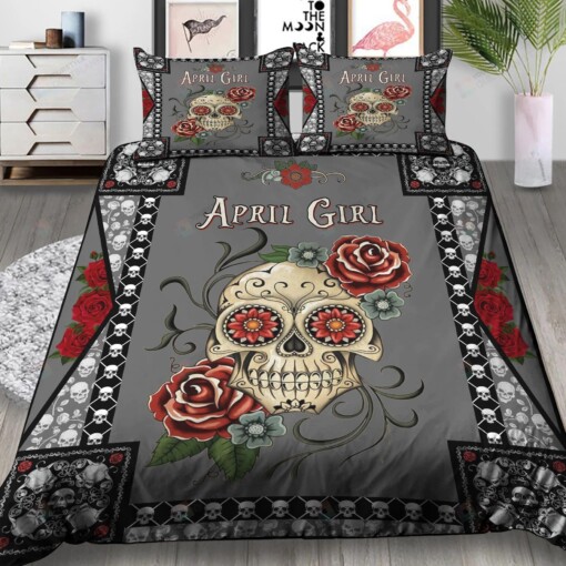 April Girl Skull Eye Rose Bedding Set Nh211016
