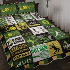 I Love Tennis Quilt Bedding Set