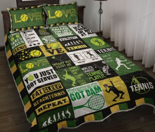 I Love Tennis Quilt Bedding Set