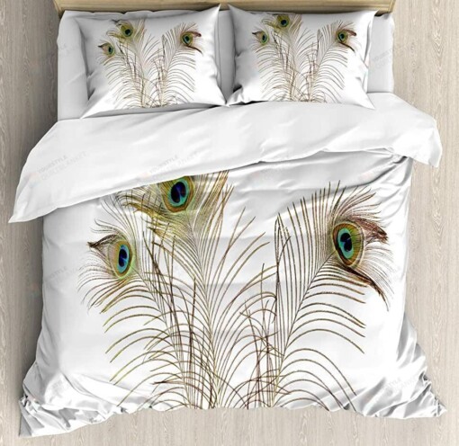 Peacock Feather Bedding Set  Bed Sheets Spread Comforter Duvet Cover Bedding Sets