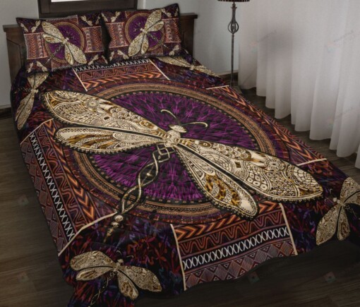 Dragonfly Tattoo Color Quilt Bedding Set