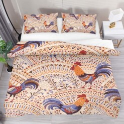 Chickens Floral Pattern Bedding Set Bed Sheets Spread Comforter Duvet Cover Bedding Sets