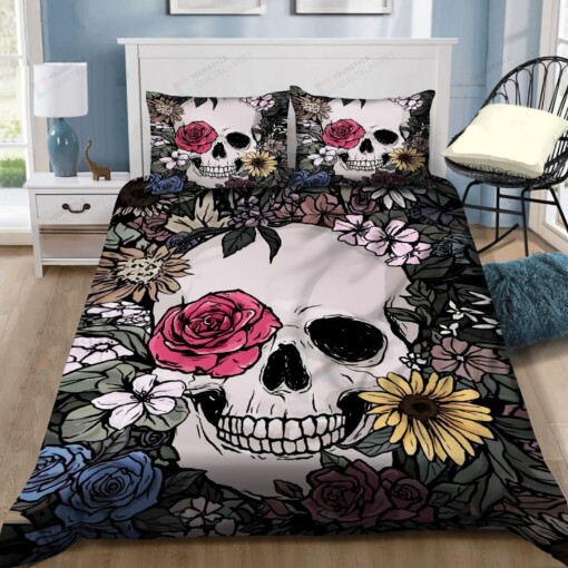 Skull Cotton Bed Sheets Spread Comforter Duvet Cover Bedding Sets