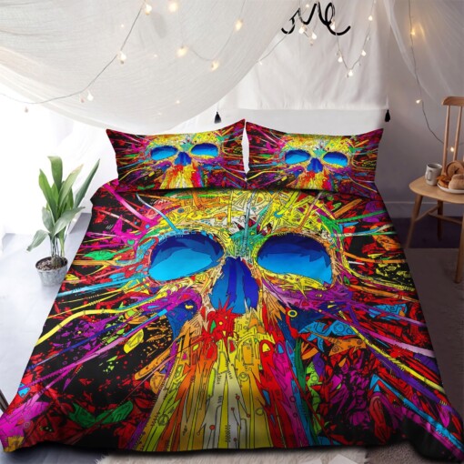 Colorful Skull Bedding Set Bed Sheets Spread Comforter Duvet Cover Bedding Sets