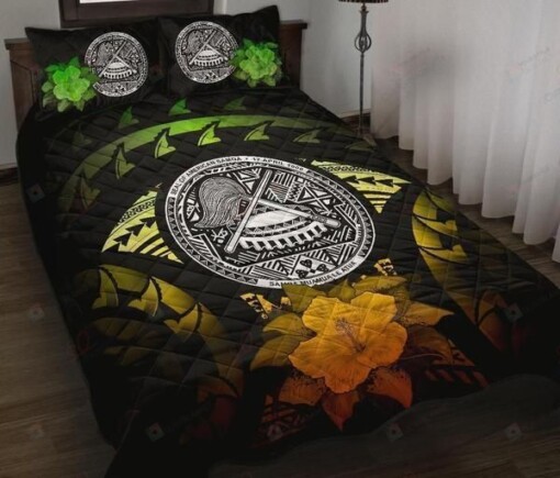 American Samoa Polynesian Hibiscus Reggae Quilt Bedding Set